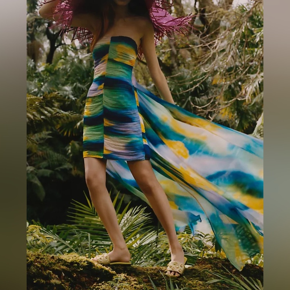 Vineet Bahl Blurred Sheer Mini Train Dress - Picture 4 of 14